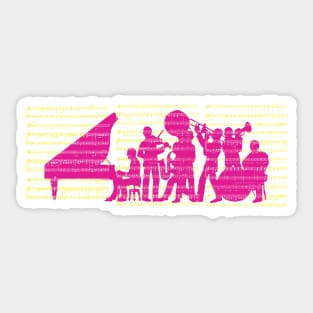 Silhouette de Jazz Bubblegum Pink and Yellow Sticker